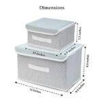 Foldable Storage Box Set (Pack of 2) – Non-Woven Bins with Lid for Wardrobe, Clothes, and Toy Organization (Small & Large, Grey)