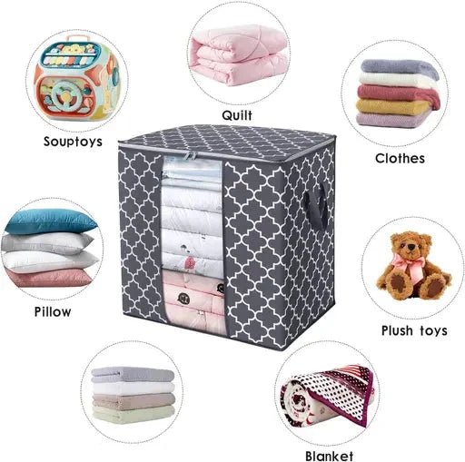 Set of 3 Storage Bags – 100L Capacity with Handles, Clear Window, and Zippers for Blankets, Bedding, and Clothes